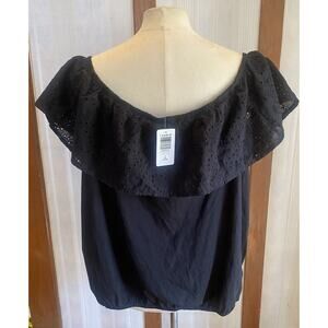 NWT Torrid Top Womens 3X Shirt Black Eyelet $65